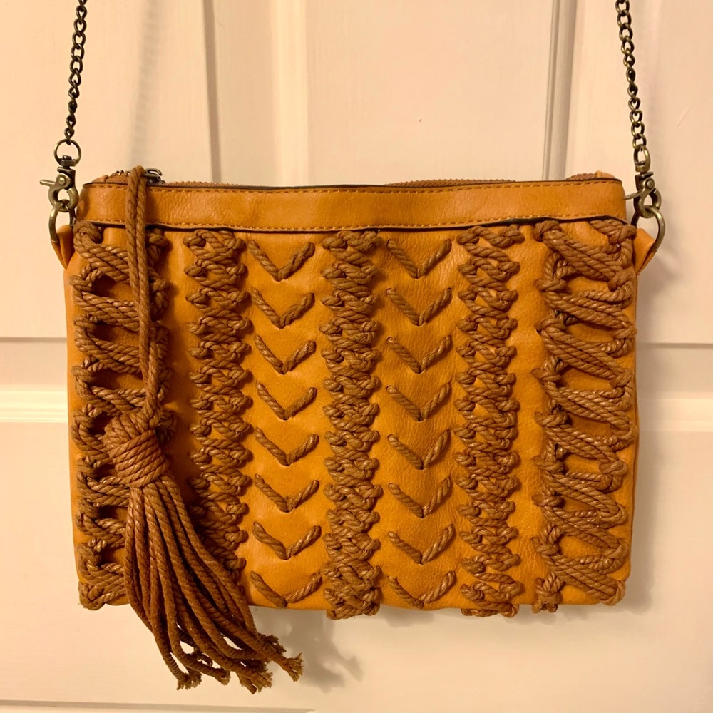 Brown Embroidered Crossbody Bag